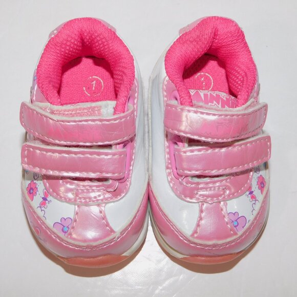 VTG Disney Minnie Mouse Pink White Baby Girl size 1 Sneaker Running Shoes 0-3 m - Picture 2 of 9